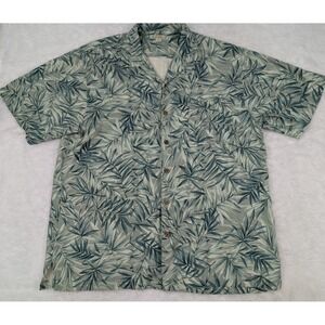 Tommy Bahama Silk Shirt Men's Size XXL Short Sleeve Bamboo Leaf Print *Read